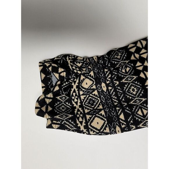 Perceptions New York black tan dress tucks Tribal pattern 3/4 sleeve Misses L - Picture 9 of 9